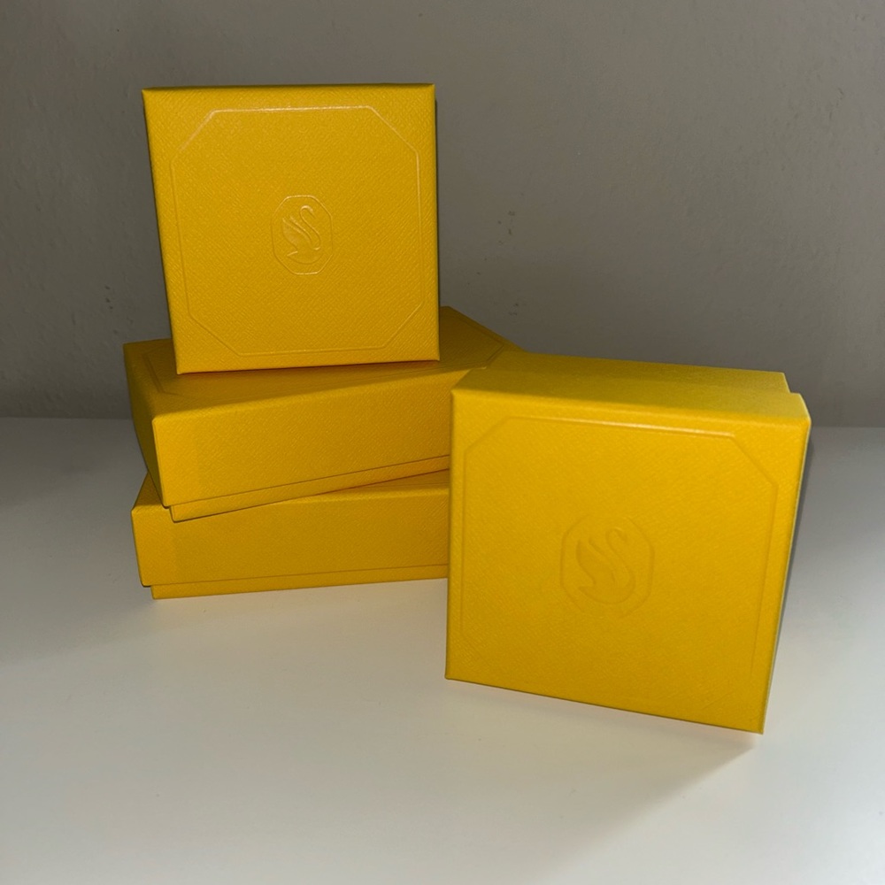 Brand New! Four Swarovski Yellow Storage Boxes
